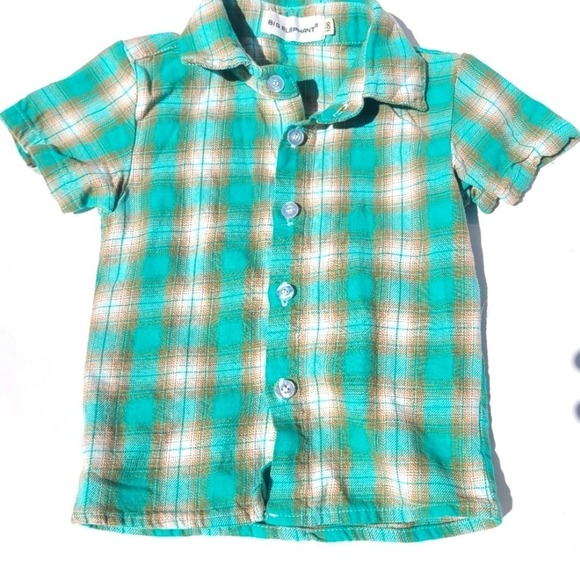 Boys Plaid Button Down Shirt 100(3T) - Picture 1 of 4